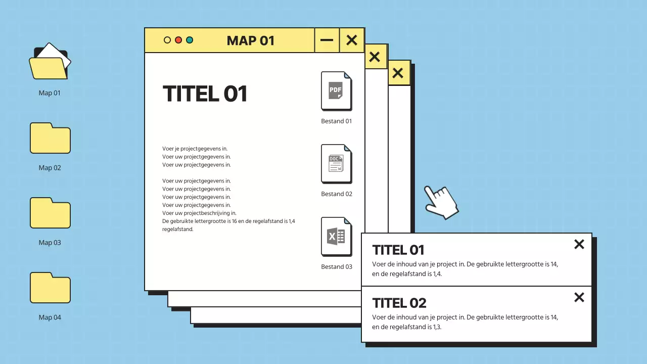 Minimalistische desktop UI in blauw en geel Bedrijfsprofiel