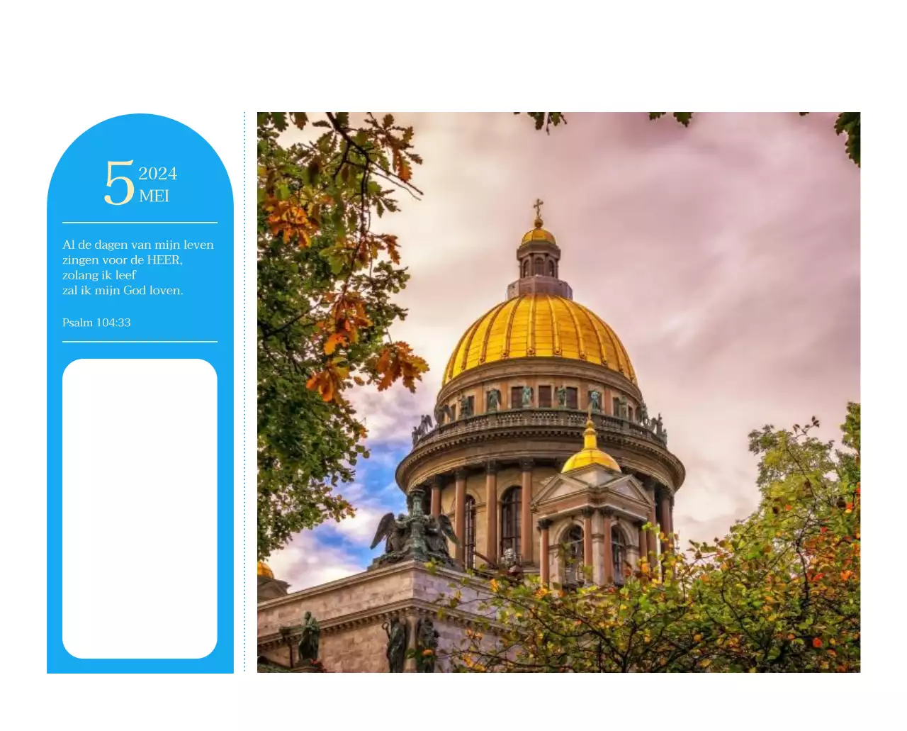 Blauw modern concept kerkkalender