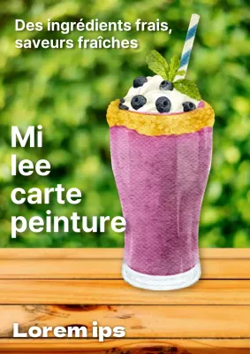 Promouvoir un menu de café minimaliste en vert lime et en violet