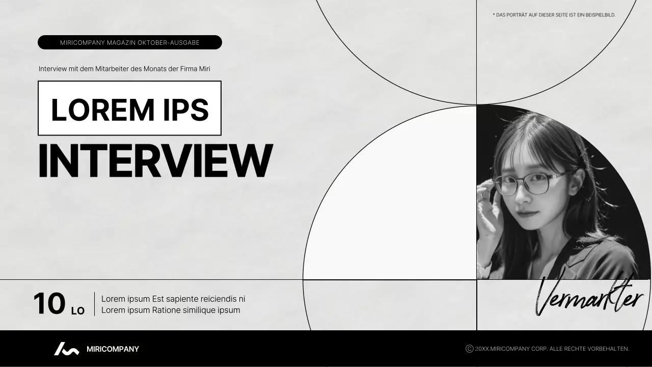 Ein modernes internes Interview-Magazin in schwarz-weiß