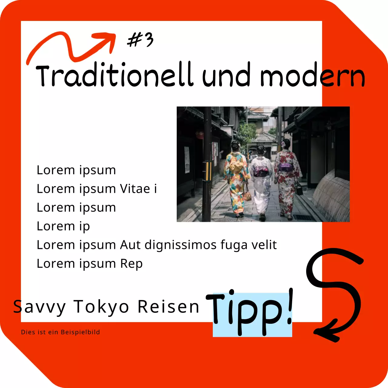 Kitschige japanische Reisewerbung in Rot