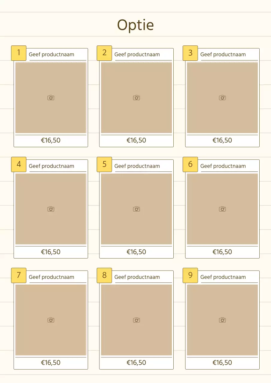 Een eenvoudig verhalend productpraatje in geel en beige