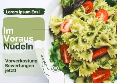 Moderne Pasta-Anzeige in Grün und Chartreuse