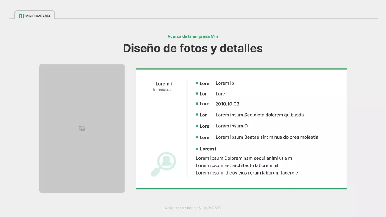 Un sencillo perfil de empresa verde y gris