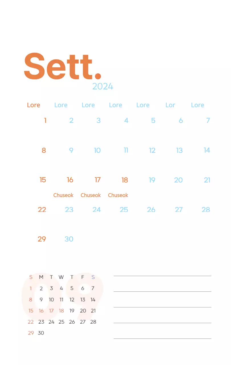 Calendario di lavoro con splendide illustrazioni