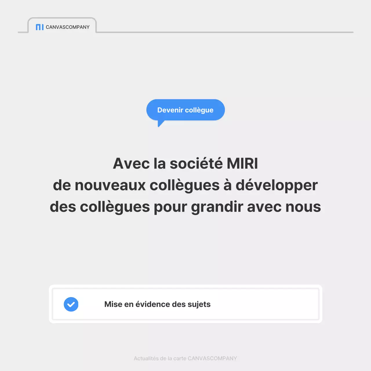 Une simple annonce d'emploi d'entreprise en bleu et gris