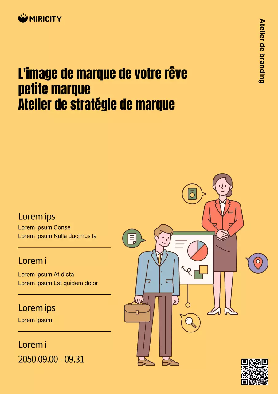 Une image de marque simple, en jaune et noir, pour promouvoir le recrutement de stagiaires.