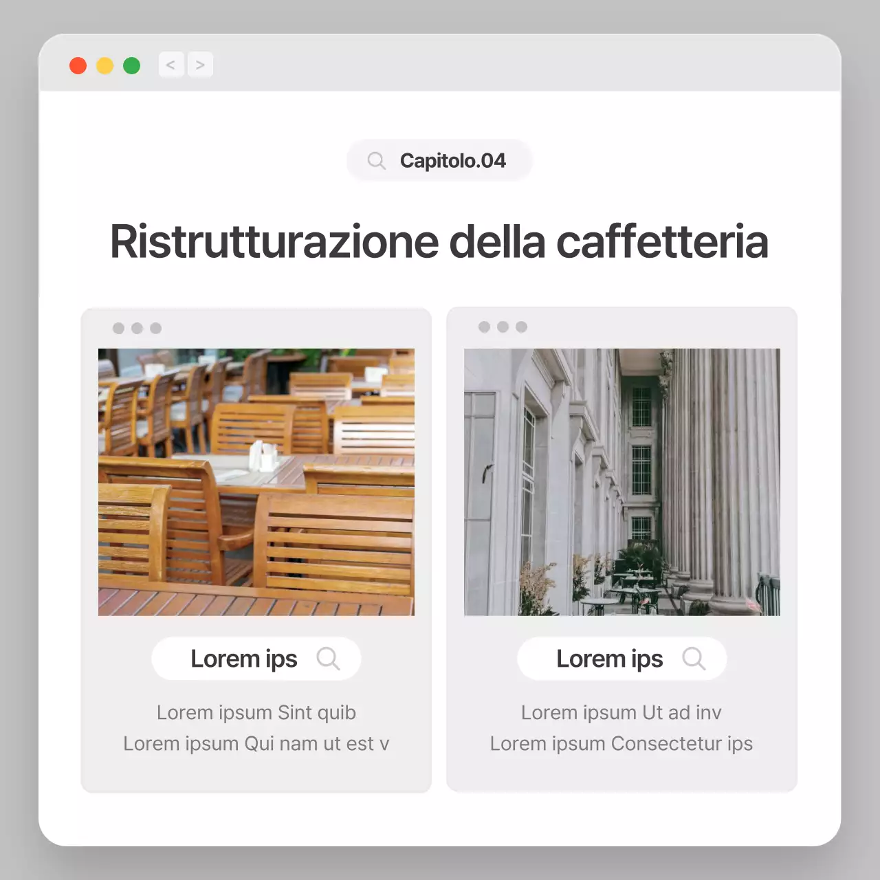 Profilo aziendale con un semplice concetto di browser grigio e bianco
