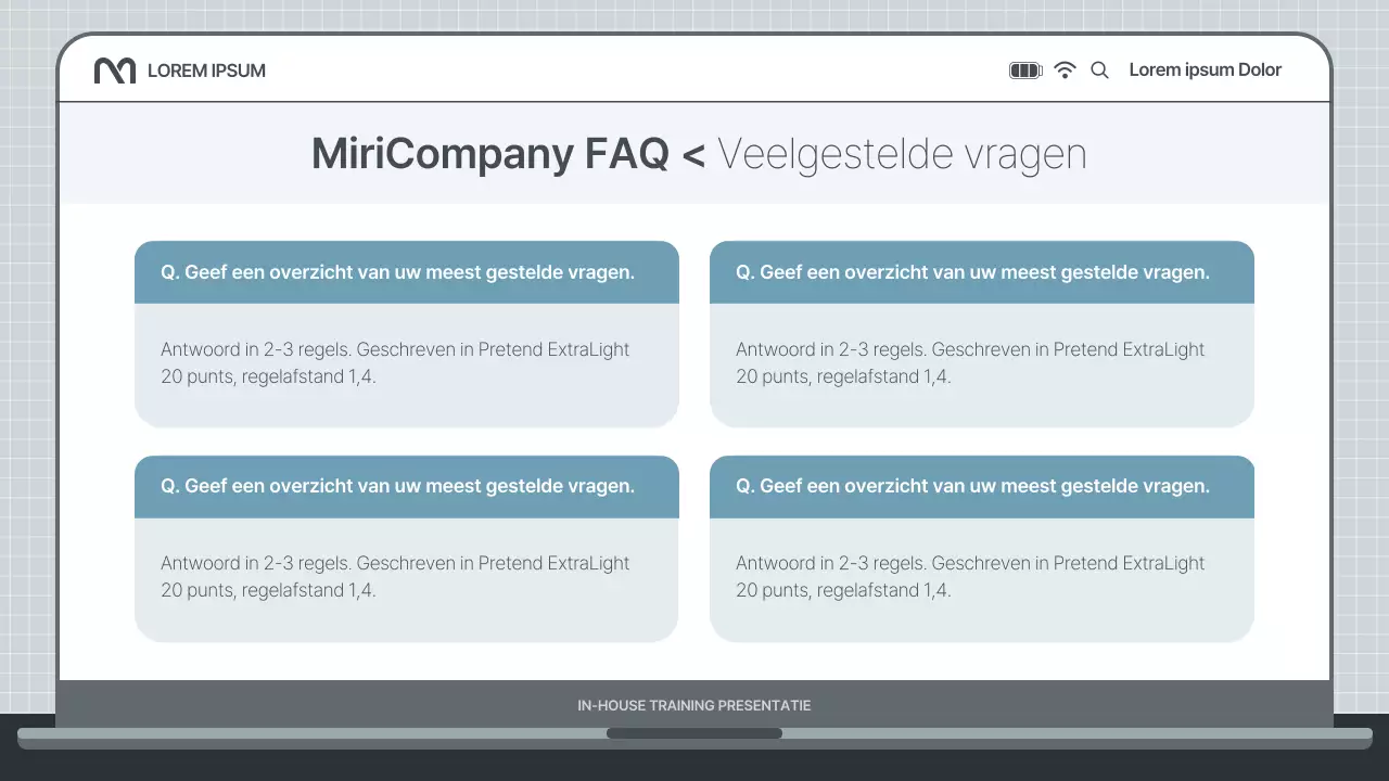 Eenvoudige interne trainingspresentatie in lichtblauw en grijs