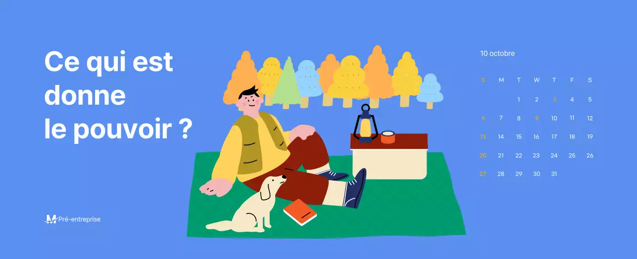 Calendrier de motivation avec des illustrations énergiques et des citations positives sur un fond bleu clair