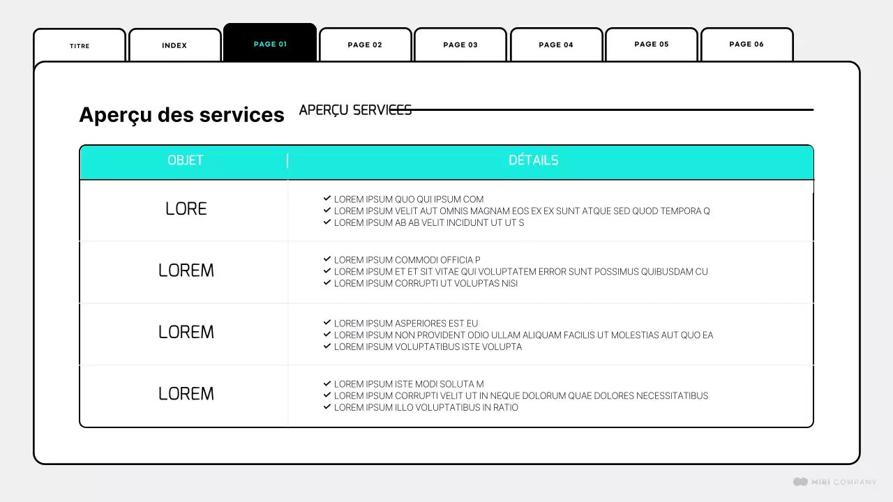 Une page web simple à la menthe et en blanc.