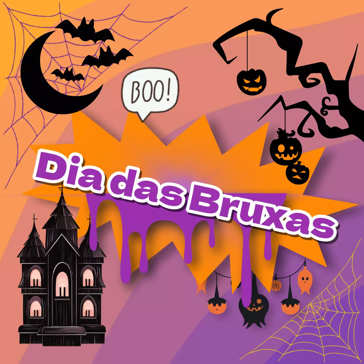 Um guia para a decoração kitsch de Halloween em roxo e laranja