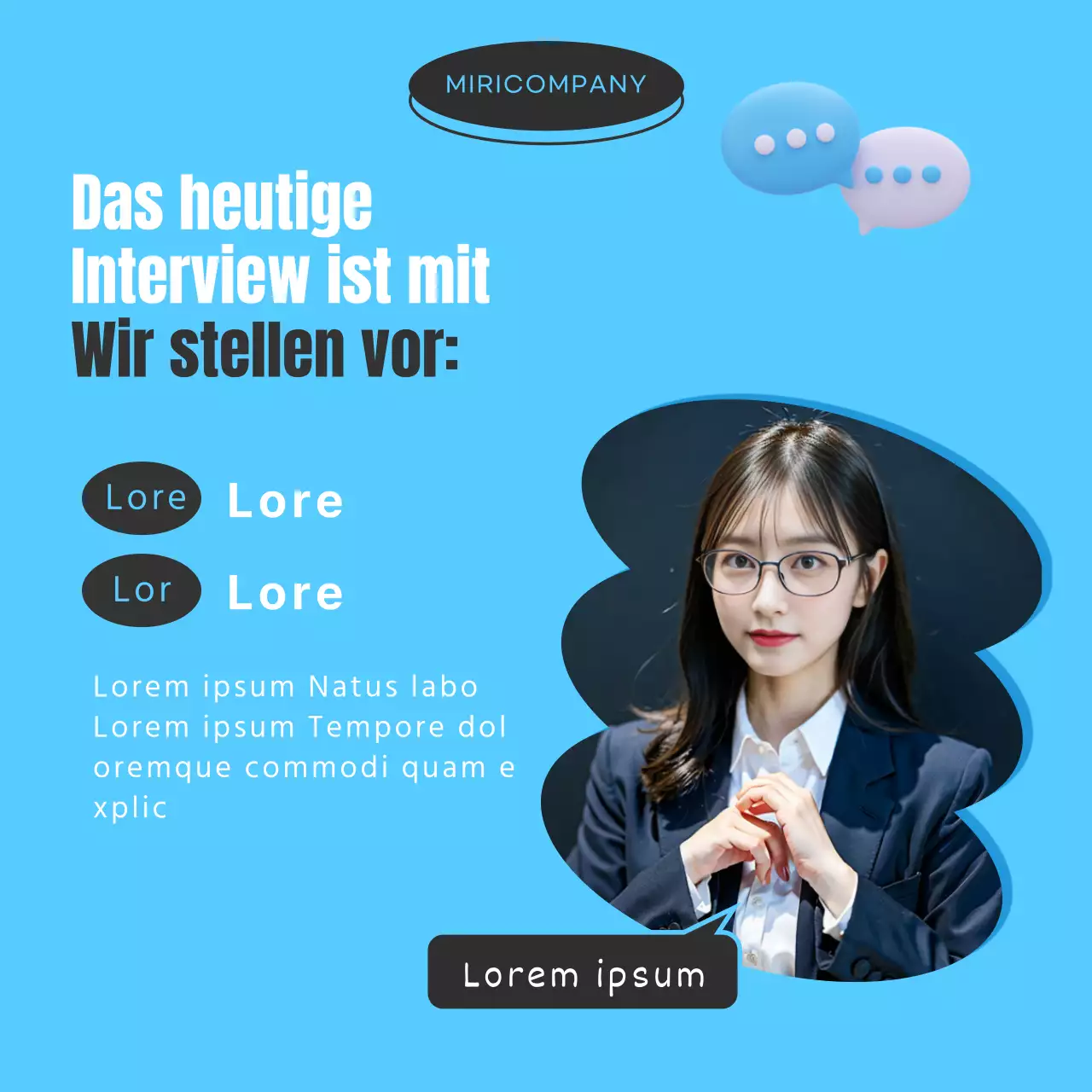 Hellblauer einfacher Interviewbericht