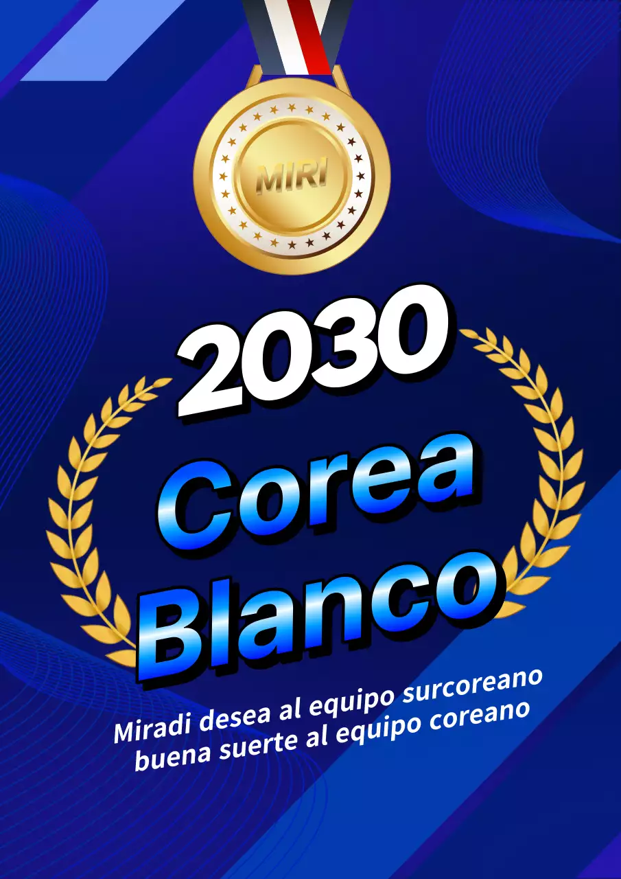 Un anuncio ciberpunk de los Juegos Asiáticos de Corea en azul y dorado