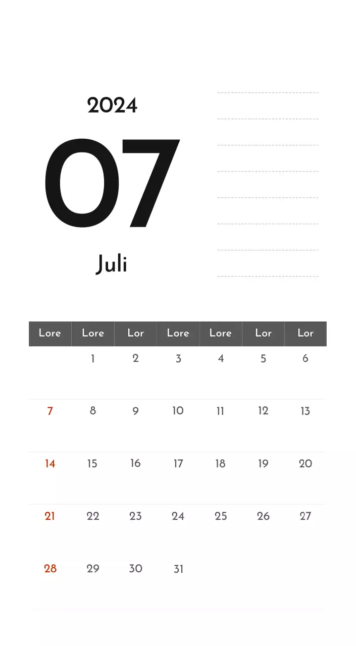 Een eenvoudige bedrijfskalender in grijs