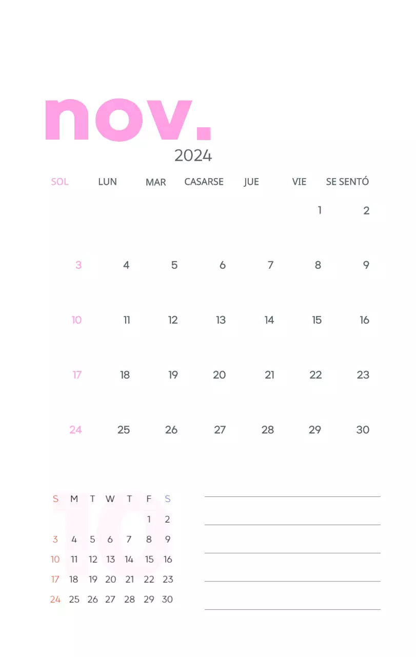 Calendario laboral con bellas ilustraciones