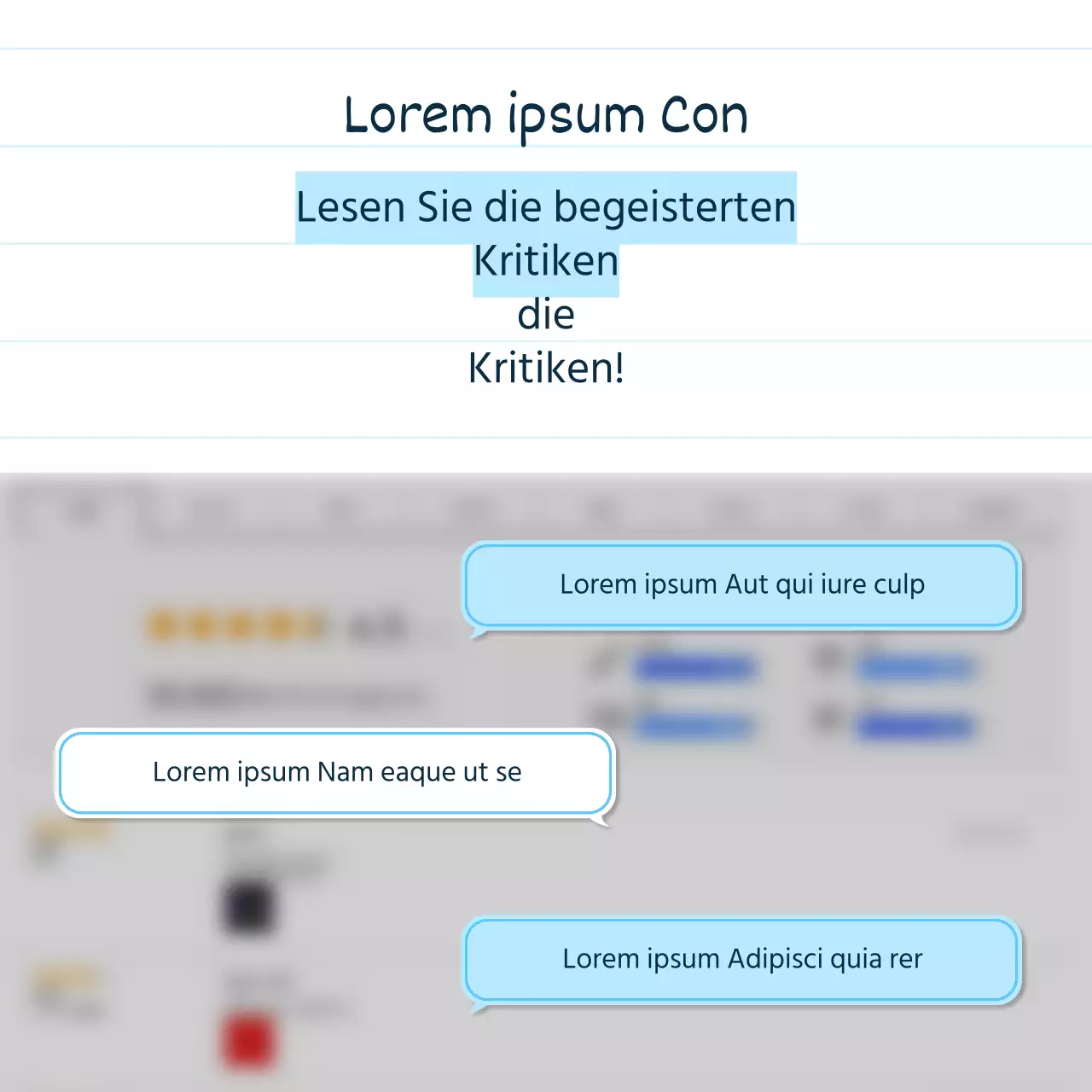 Ein einfaches Storytelling-Produktbriefing in Blau und Hellblau