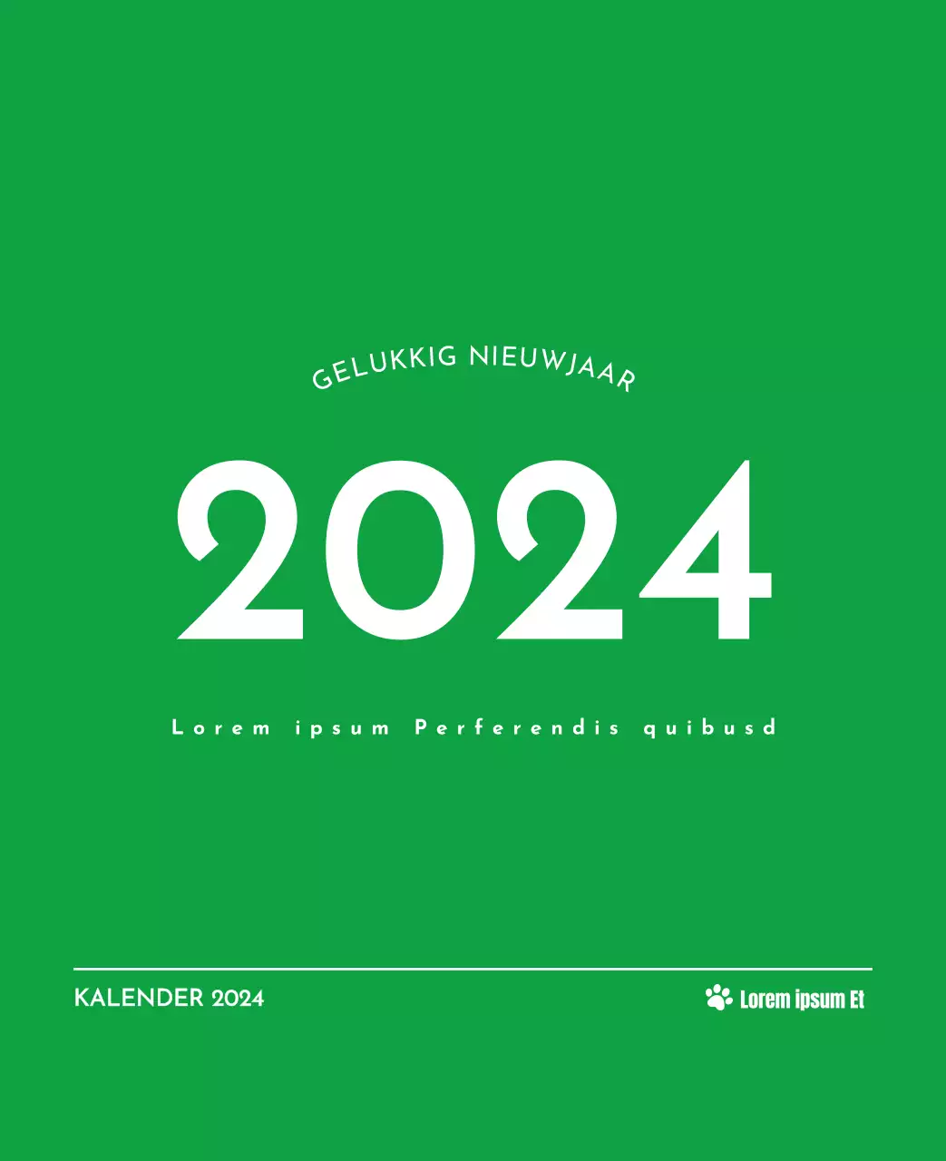 Een kalender met een afbeelding van een puppy en een schattige boodschap in groene accenten