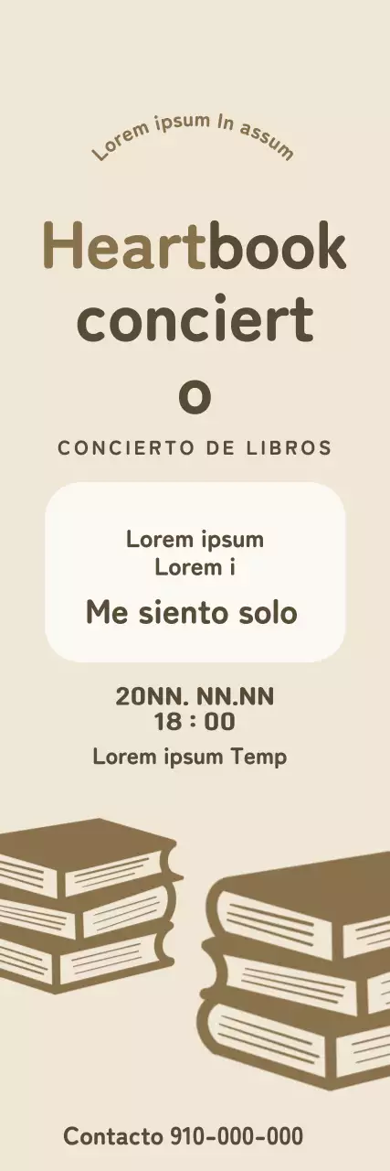 Banderola marrón de concierto de libros con ilustraciones de libros