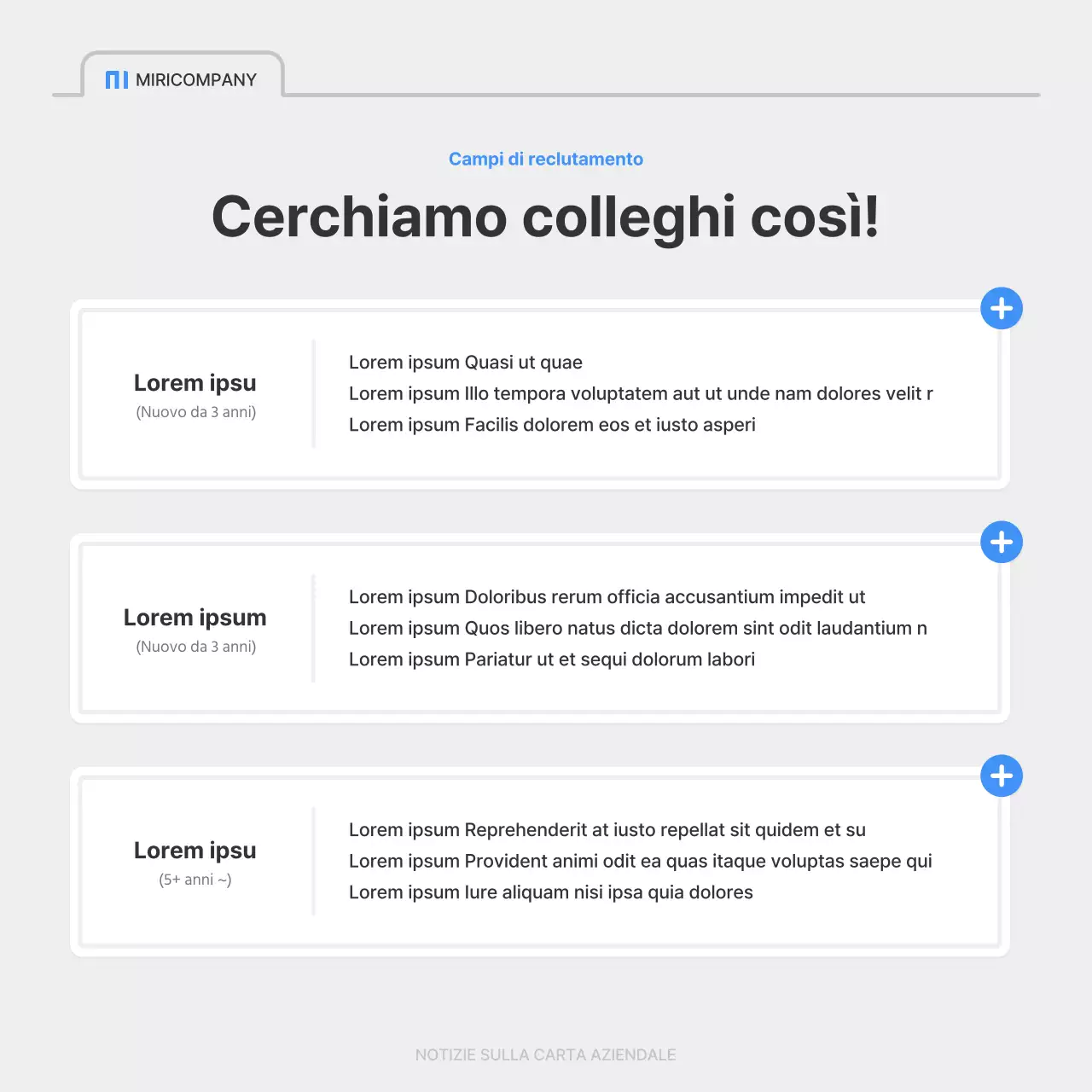 Un semplice annuncio di lavoro aziendale in blu e grigio