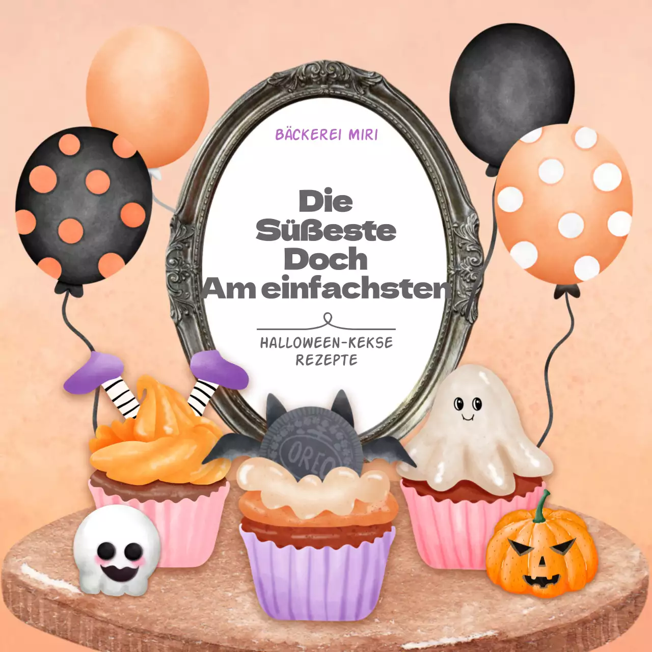 Werbung für kitschige Halloween-Kekse in Orange und Schwarz