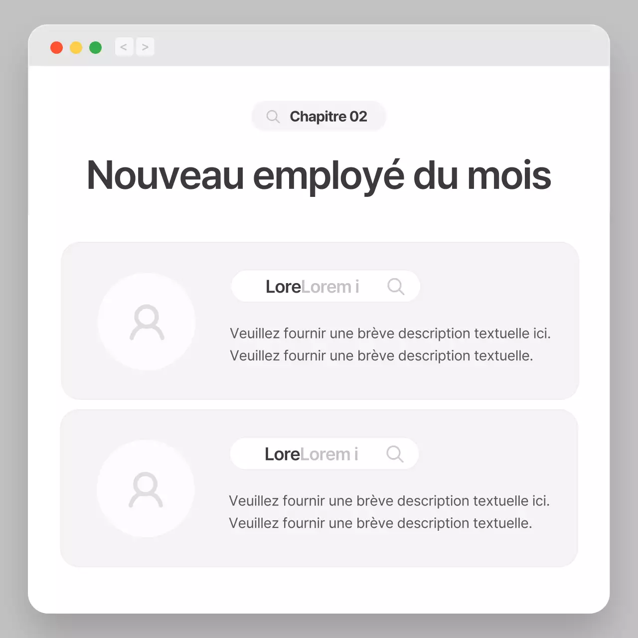 Profil d'entreprise avec un concept de navigation simple en gris et blanc