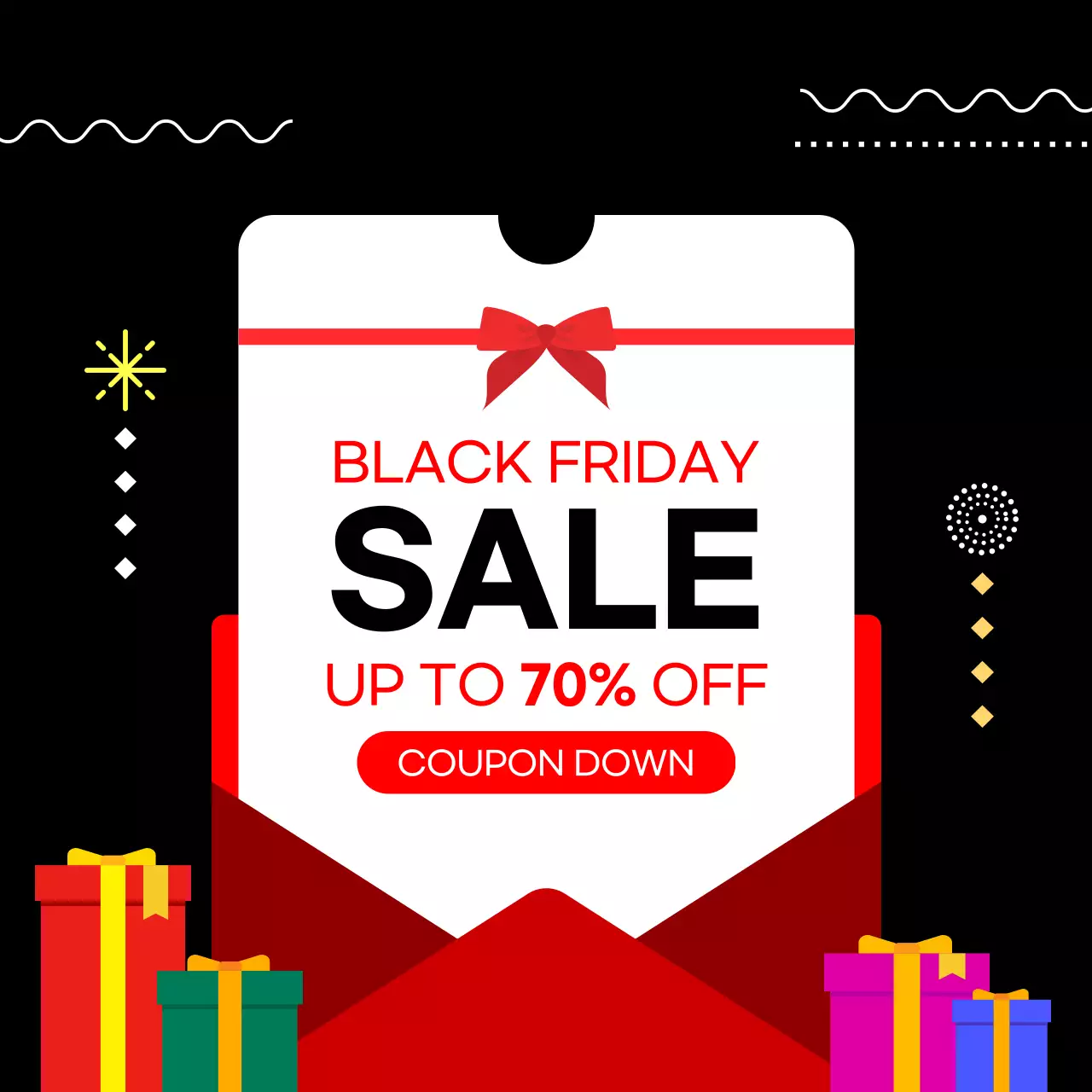 검정색 배경의 블랙 프라이데이 세일 이벤트 디자인