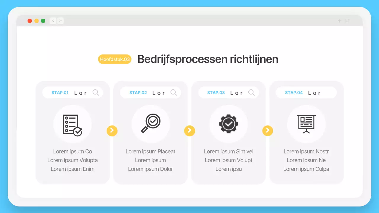 Eenvoudig browserframe in lichtblauw Bedrijfsprofiel
