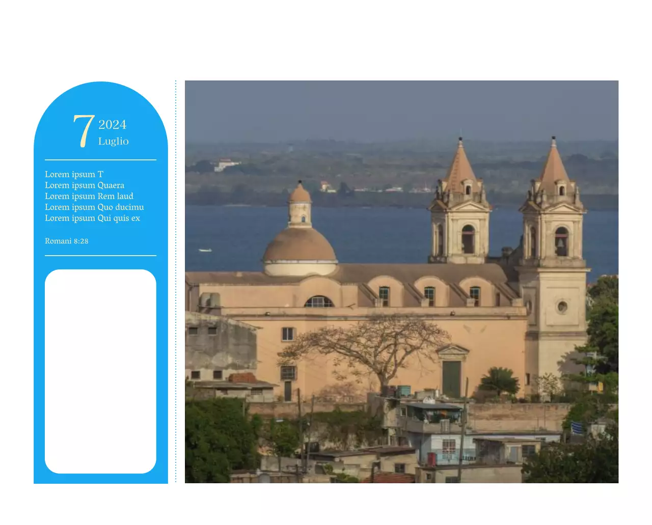 Calendario ecclesiastico blu di concezione moderna