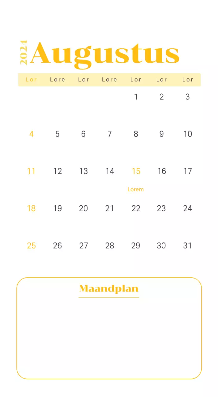 Kalender met jeugdillustraties op een gele en groene achtergrond