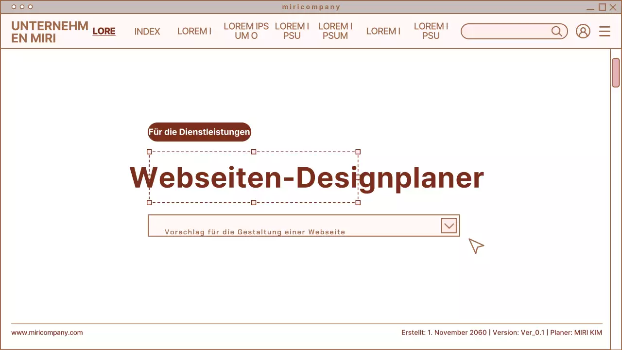 Einfaches Design für eine Webseite in Beige und Weiß
