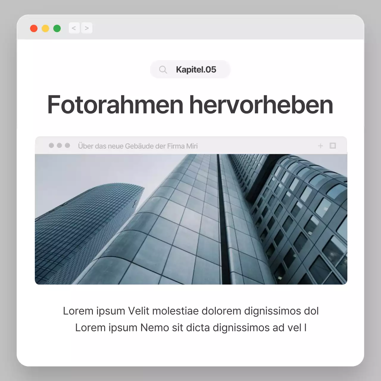 Unternehmensprofil mit einem einfachen grau-weißen Browserkonzept