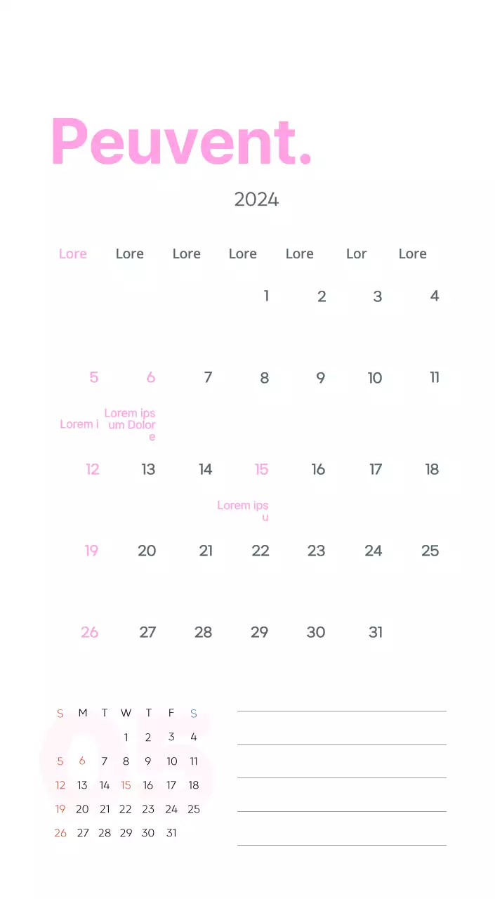 Calendrier de travail avec de belles illustrations