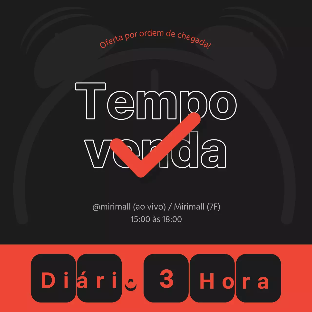 Anúncio minimalista de saldos a preto e vermelho