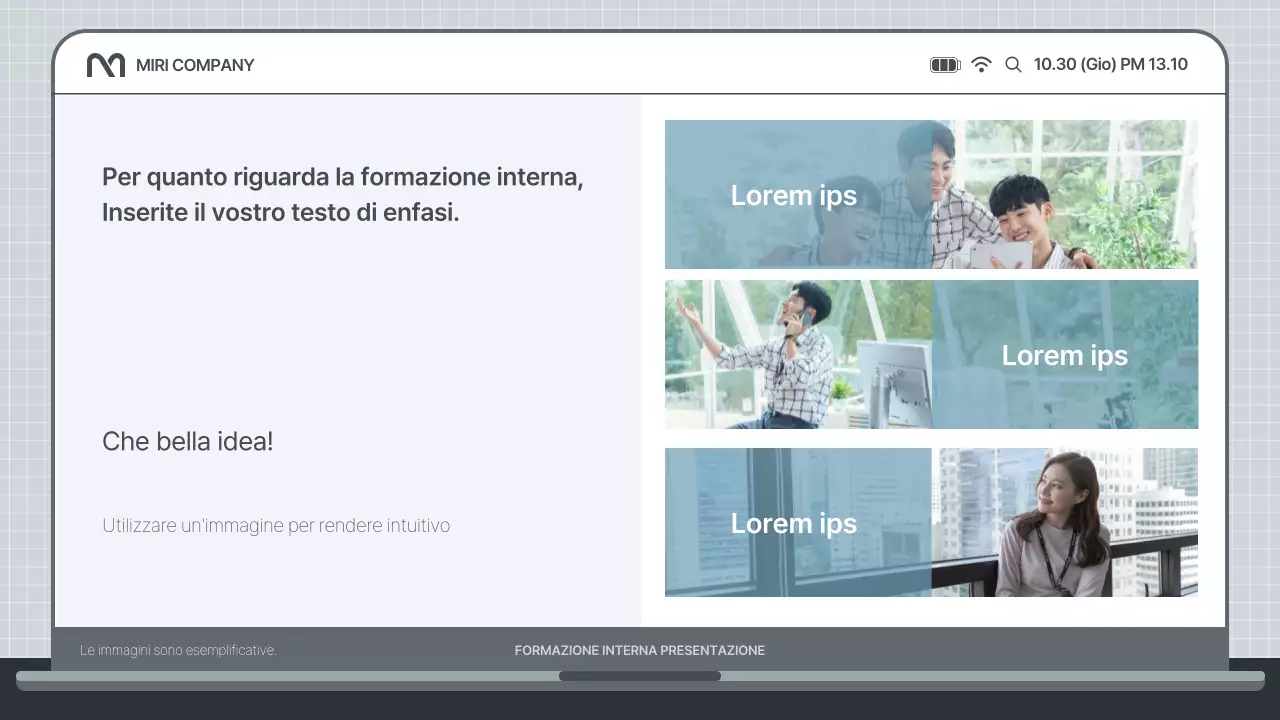 Semplice presentazione di formazione interna in azzurro e grigio