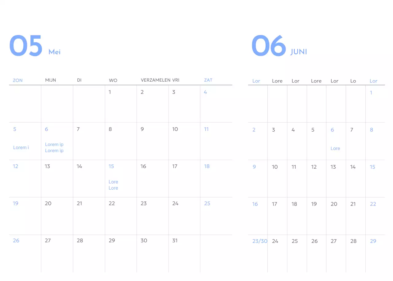 Goal tracker kalender met een vleugje blauw