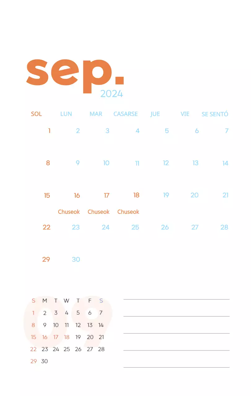 Calendario laboral con bellas ilustraciones