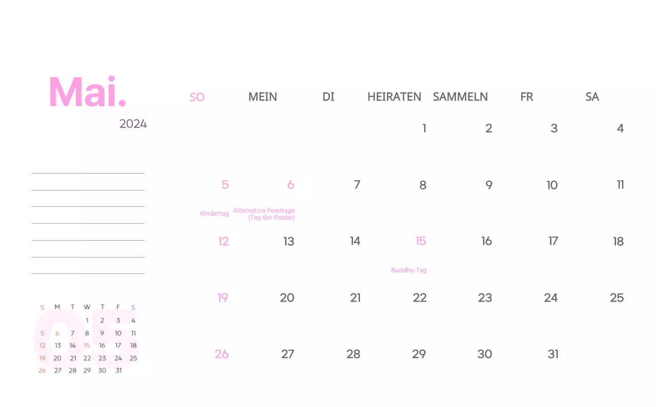 Arbeitskalender mit schönen Illustrationen