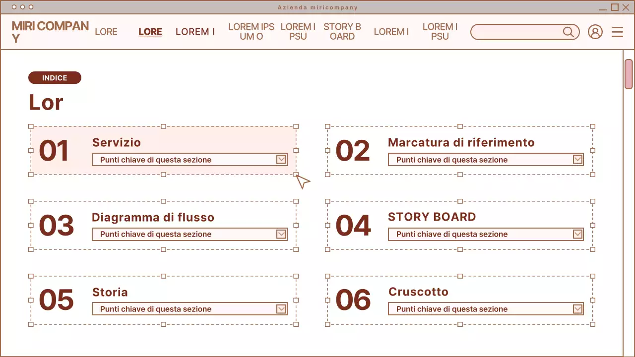 Briefing di design di pagina web semplice in beige e bianco