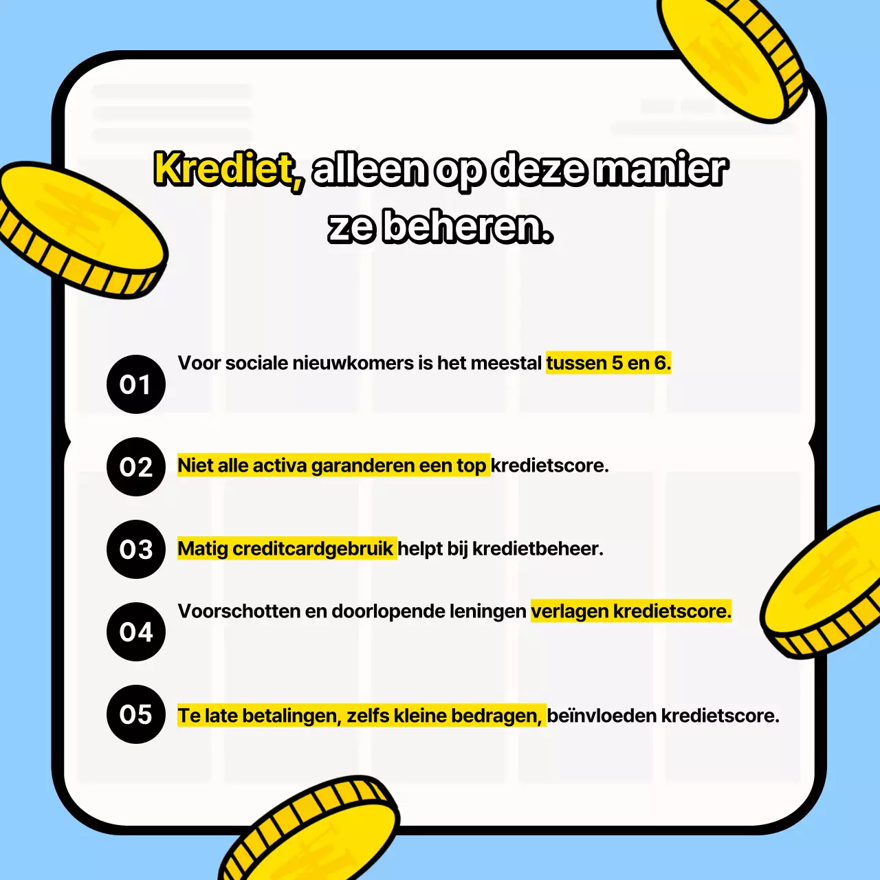 Kitscherig trainingsmateriaal voor creditmanagement met een lichtblauwe achtergrond