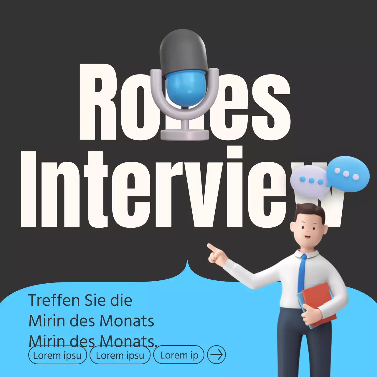 Hellblauer einfacher Interviewbericht