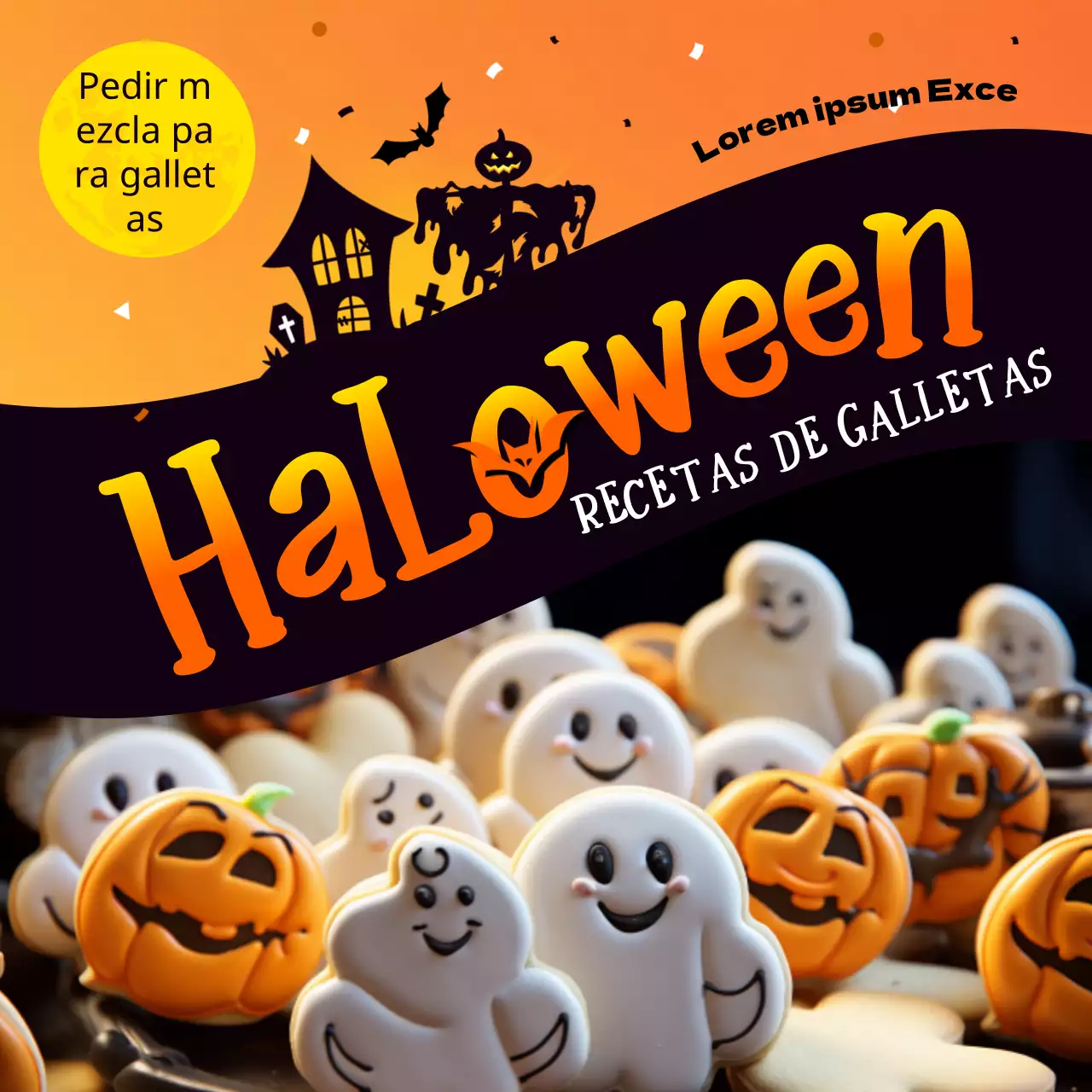 Se vende mezcla para galletas de Halloween con degradado naranja y negro