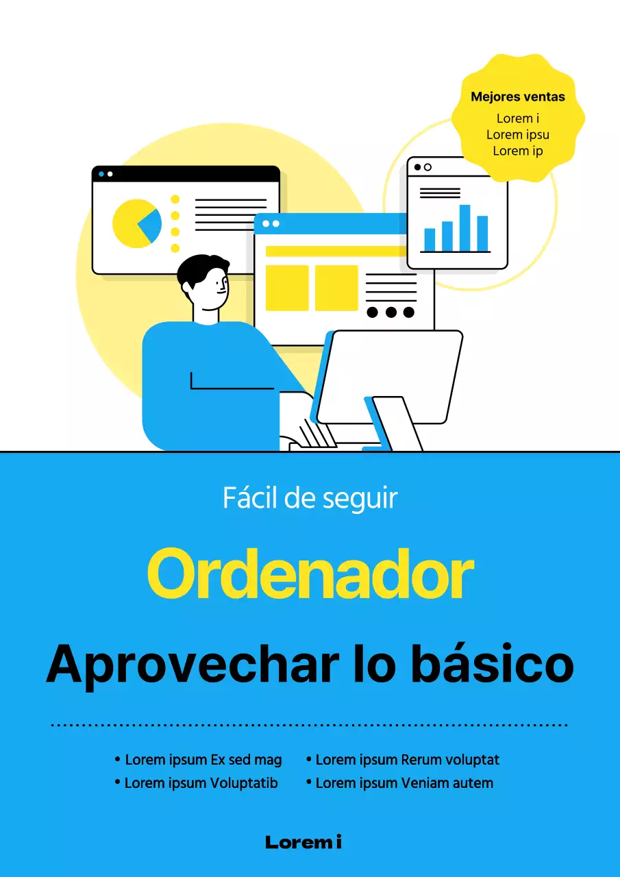 Conceptos básicos de informática en azul
