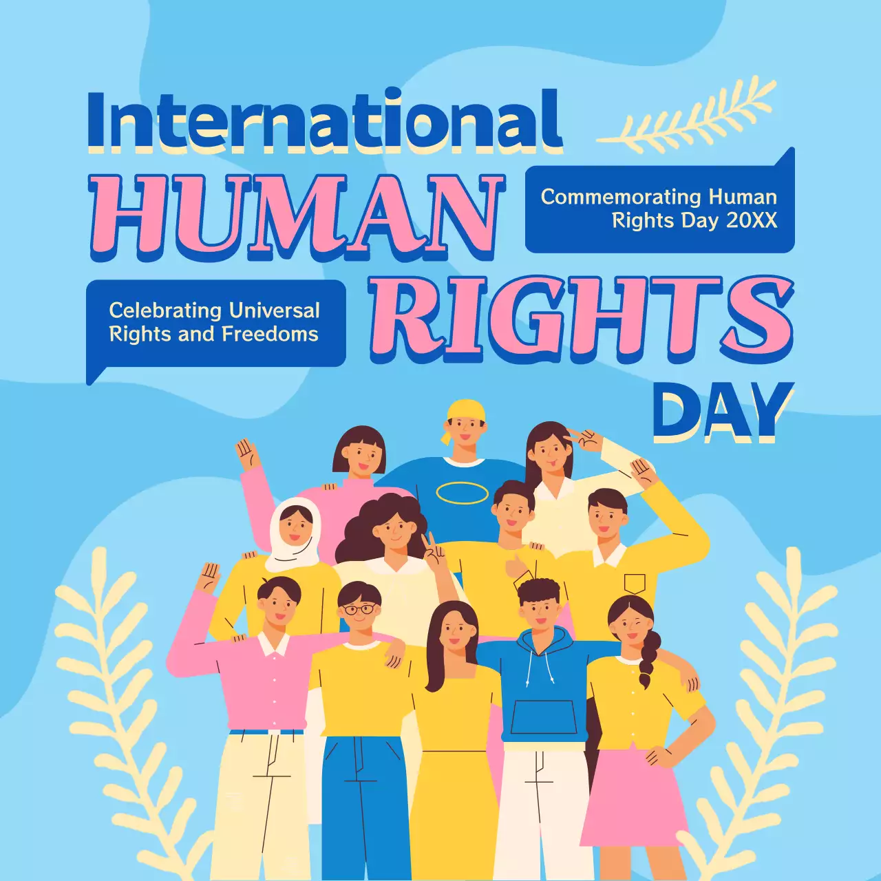 Blue Modern Human Rights Announcement Social Media Post