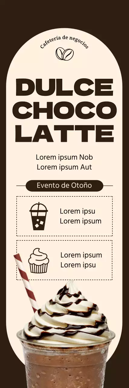 Banderola de chocolate con borde circular con una lista de eventos otoñales