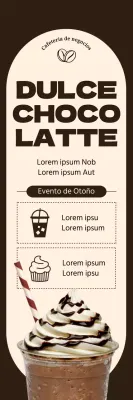 Banderola de chocolate con borde circular con una lista de eventos otoñales