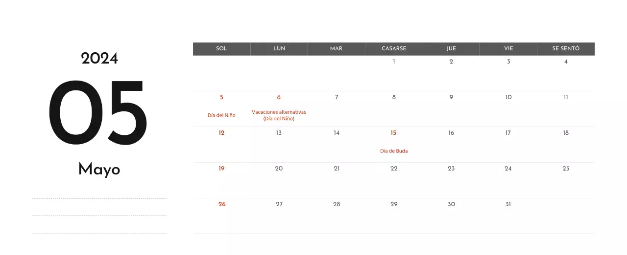 Un sencillo calendario corporativo en gris