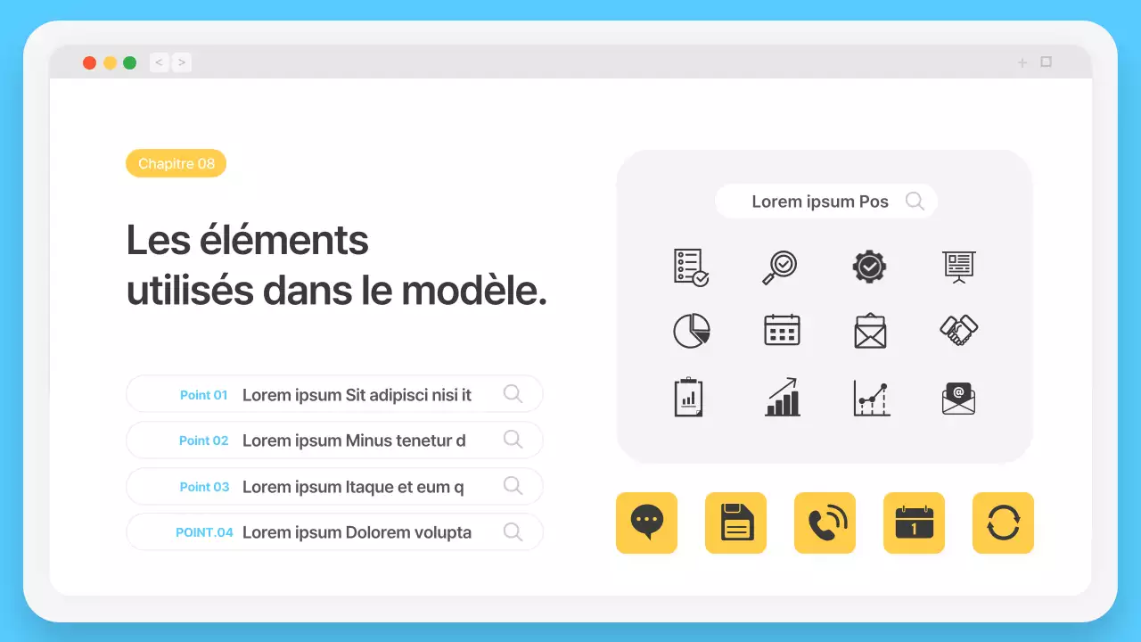 Cadre de navigation simple en bleu clair Profil de l'entreprise