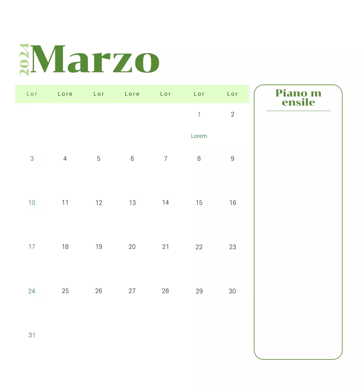 Calendario con illustrazioni giovanili su sfondo giallo e verde