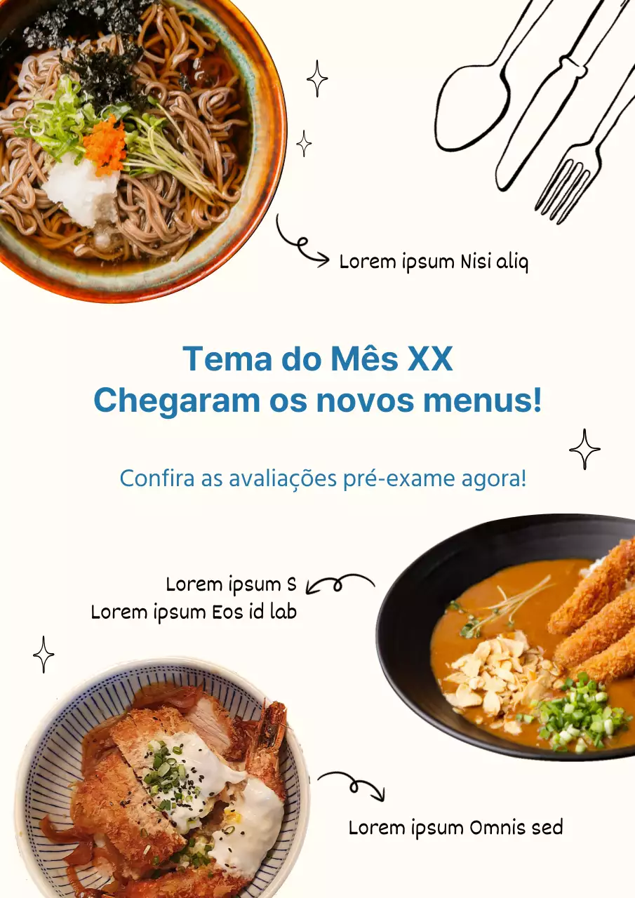 Apresentação de um novo menu vintage com um fundo marfim